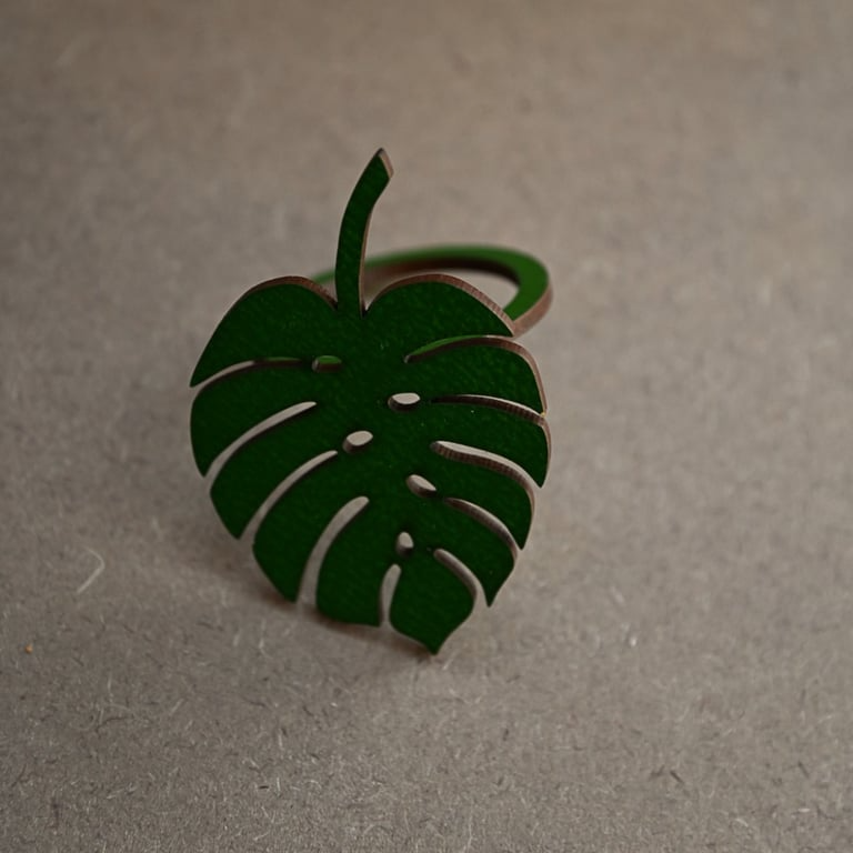 Porta-guardanapo com folha costela-de-adão verde