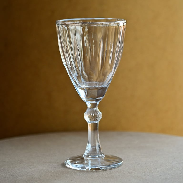 Taça retrô de vidro transparente com relevo